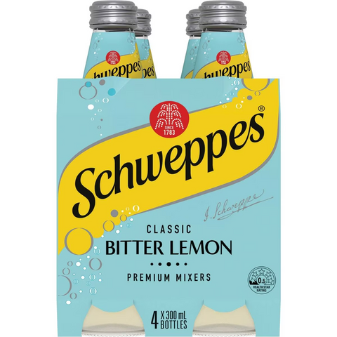 Schweppes Bitter Lemon Soft Drink Classic Mixers Multipack 300ml X 4 Pack