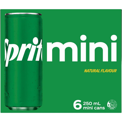 Sprite Lemonade Soft Drink Mini Cans 250ml X 6 Pack