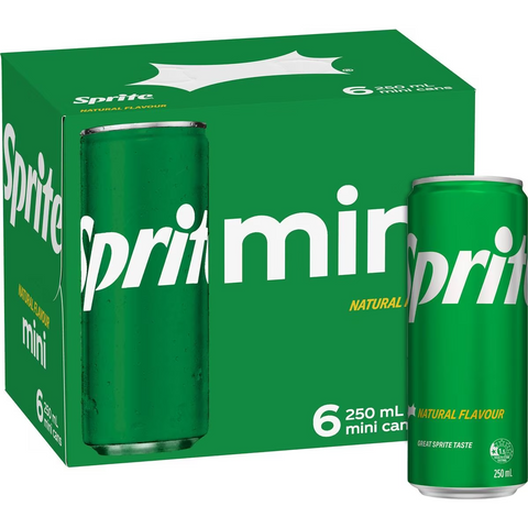 Sprite Lemonade Soft Drink Mini Cans 250ml X 6 Pack