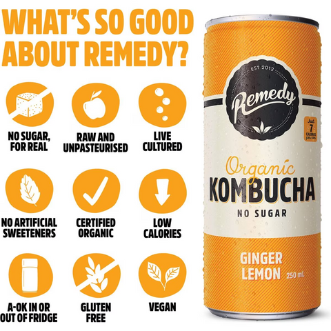 Remedy Lemon Ginger Kombucha 4 Pack