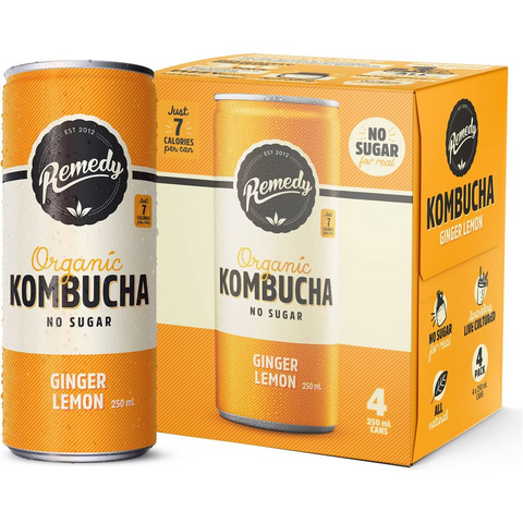 Remedy Lemon Ginger Kombucha 4 Pack