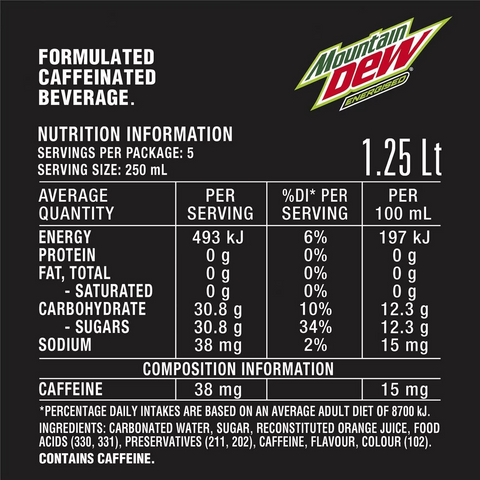 Mountain Dew Energised Soft Drink Bottle 1.25l