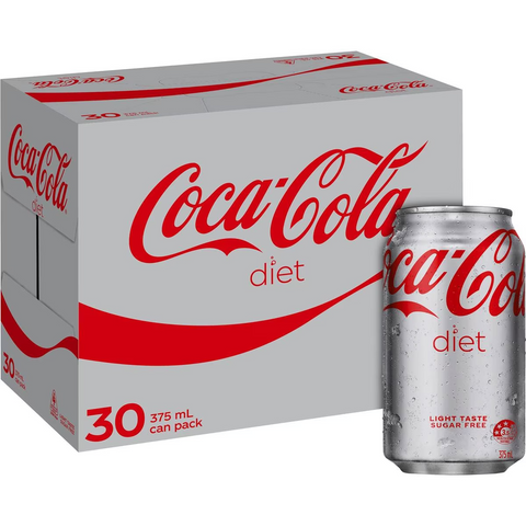 Coca - Cola Diet Soft Drink Multipack Cans 375ml X 30 Pack