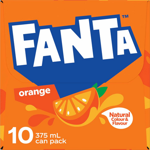 Fanta Orange Soft Drink Multipack Cans 375ml X10 Pack