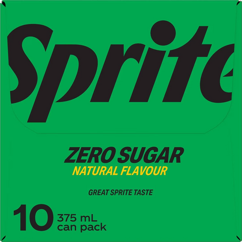 Sprite Zero Sugar Lemonade Soft Drink Multipack Cans 375ml X10 Pack