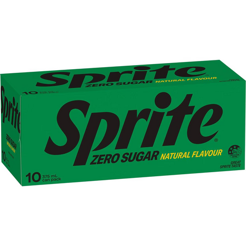 Sprite Zero Sugar Lemonade Soft Drink Multipack Cans 375ml X10 Pack