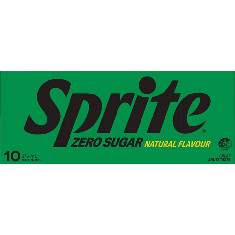 Sprite Zero Sugar Lemonade Soft Drink Multipack Cans 375ml X10 Pack