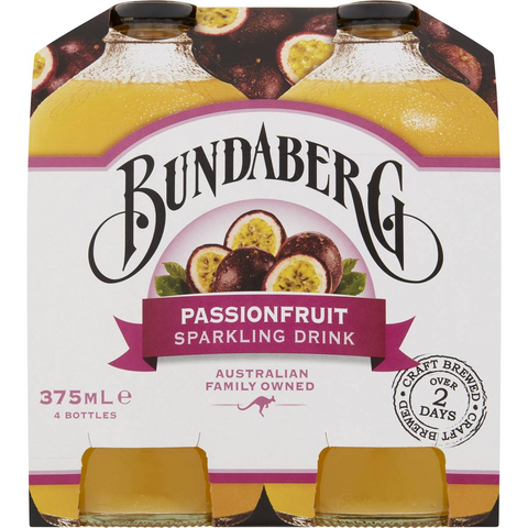 Bundaberg Sparkling Passionfruit Drink 375ml X4 Pack