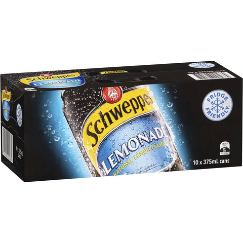 Schweppes Lemonade Soft Drink Cans Multipack 375ml X 10 Pack