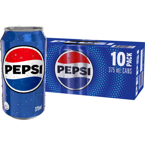 Pepsi Cola Soft Drink Cans Multipack 375ml X 10 Pack