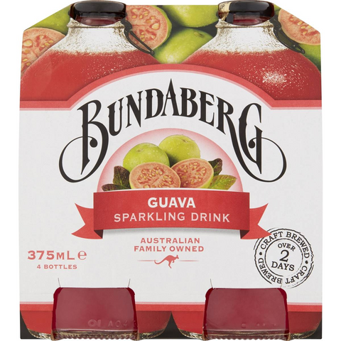 Bundaberg Sparkling Guava Sparkling Drink 375ml X4 Pack