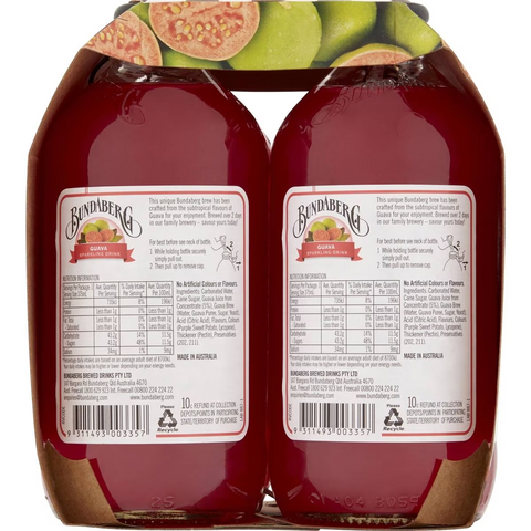 Bundaberg Sparkling Guava Sparkling Drink 375ml X4 Pack