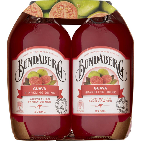 Bundaberg Sparkling Guava Sparkling Drink 375ml X4 Pack