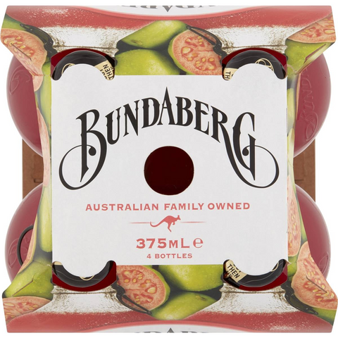 Bundaberg Sparkling Guava Sparkling Drink 375ml X4 Pack