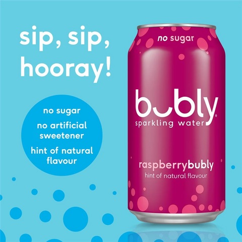 Bubly Raspberry Sparkling Water No Sugar Multipack Cans 375ml X 8 Pack