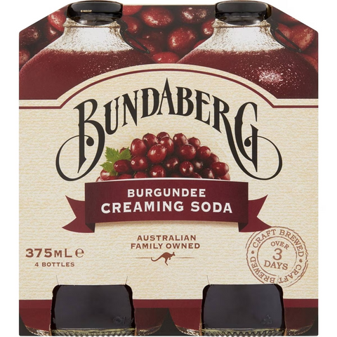 Bundaberg Burgundee Creaming Soda 375ml X4 Pack