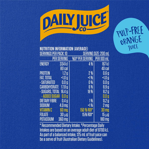 Daily Juice Co Pulp Free Orange Juice 2l