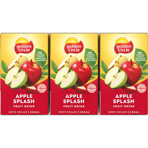 Golden Circle Fruit Drinks Lunch Box Poppers Multipack Apple Splash 250ml X6 Pack