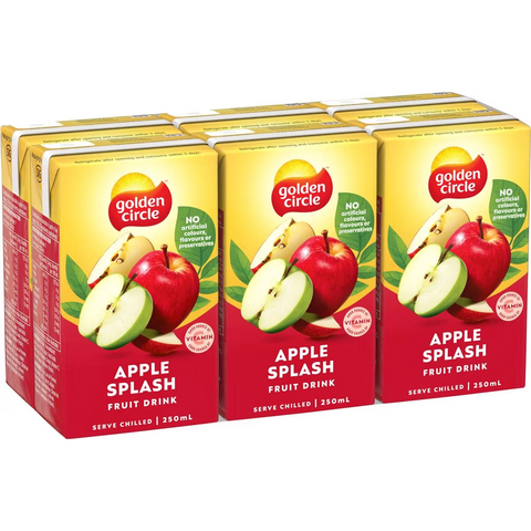 Golden Circle Fruit Drinks Lunch Box Poppers Multipack Apple Splash 250ml X6 Pack