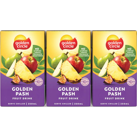 Golden Circle Fruit Drinks Lunch Box Poppers Multipack Golden Pash 250ml X6 Pack