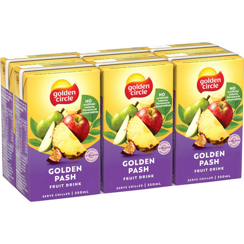 Golden Circle Fruit Drinks Lunch Box Poppers Multipack Golden Pash 250ml X6 Pack