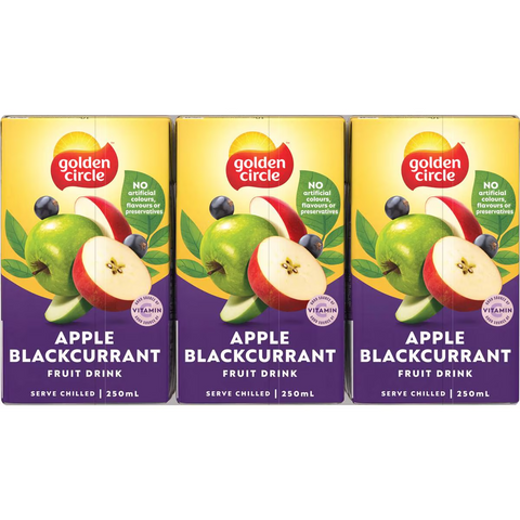 Golden Circle Apple Blackcurrant Poppers Fruit Drink Multipack Lunchbox 250ml X6 Pack