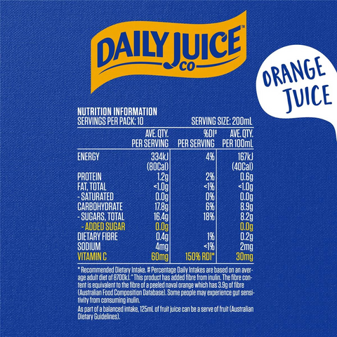 Daily Juice Co Orange Juice No Added Sugar 2l