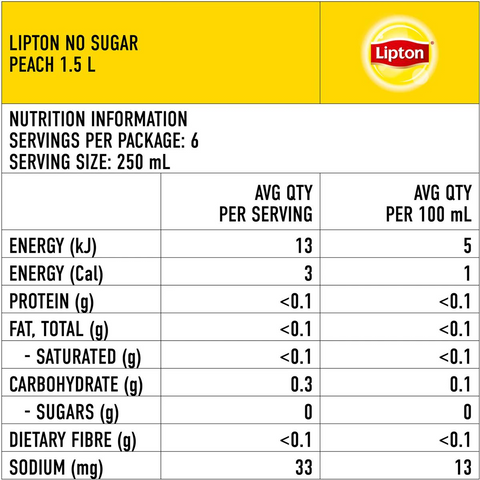 Lipton Ice Tea No Sugar Peach Tea Iced Tea Bottle 1.5l