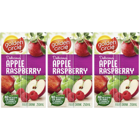 Golden Circle Apple Raspberry Poppers Lunch Box Fruit Drink Multipack 250ml X6 Pack