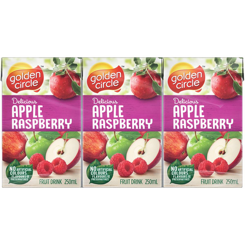 Golden Circle Apple Raspberry Poppers Lunch Box Fruit Drink Multipack 250ml X6 Pack