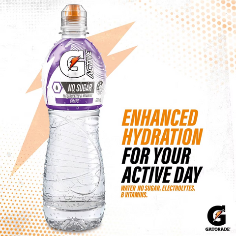 Gatorade G Active Sports Drinks Grape Water Electrolytes & Vitamins 600ml