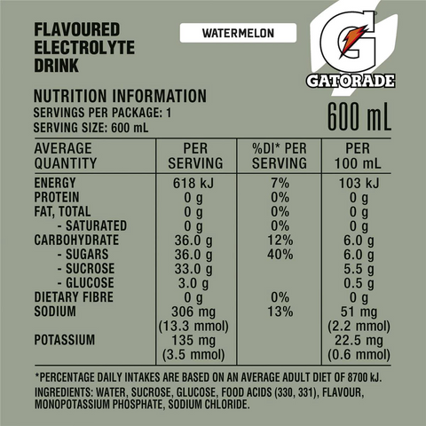 Gatorade Sports Drinks Watermelon Chill Electrolyte Hydration Bottle 600ml