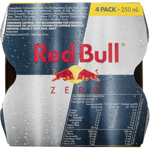 Red Bull Energy Drink Zero 4x250ml