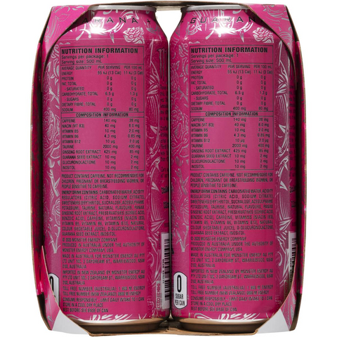 Monster Energy Ultra Rosa Multipack Cans 500ml X4 Pack