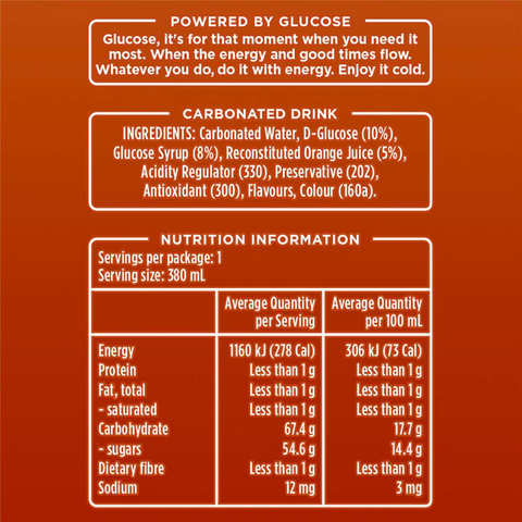 Lucozade Orange Energy Drink 380ml