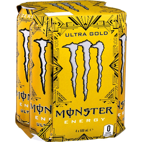 Monster Energy Ultra Gold Cans 500ml X 4 Pack