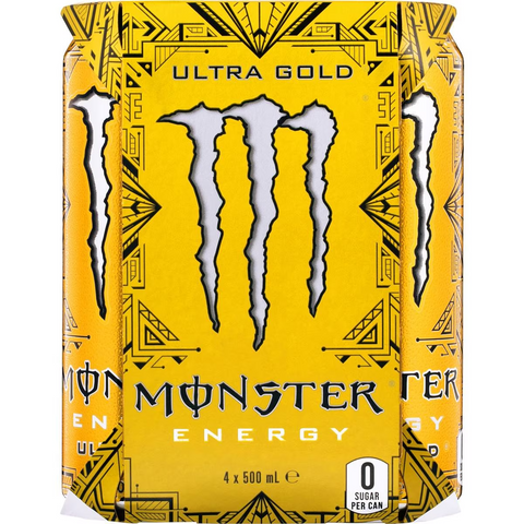 Monster Energy Ultra Gold Cans 500ml X 4 Pack