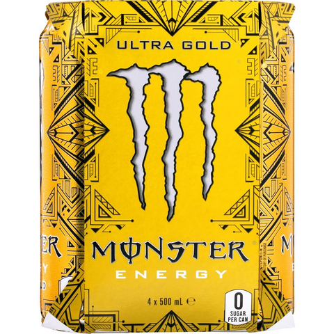 Monster Energy Ultra Gold Cans 500ml X 4 Pack