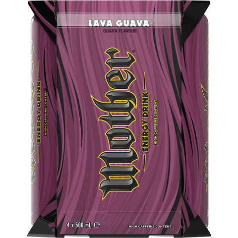 Mother Lava Guava Energy Drink Cans 500ml X 4 Pack