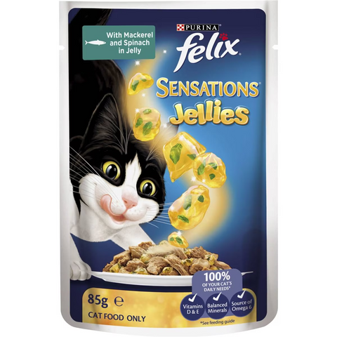 Felix Adult Sensations Jellies Fish Selection Wet Cat Food 85g X12 Pack