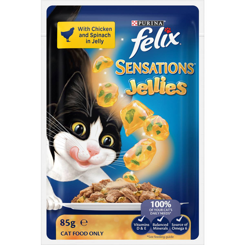 Felix Adult Sensations Jellies Favourites Menu Wet Cat Food 85g X12 Pack