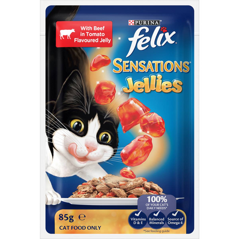 Felix Adult Sensations Jellies Favourites Menu Wet Cat Food 85g X12 Pack