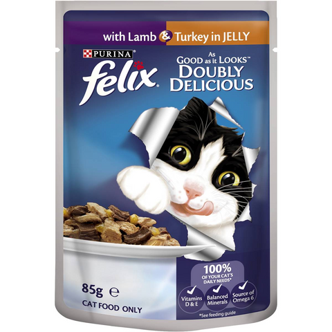 Felix Adult Doubly Delicious Meat Selection Wet Cat Food 85g X12 Pack