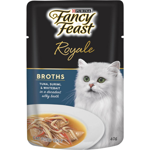 Fancy Feast Adult Royale Broths Tuna Surimi Whitebait Wet Cat Food 40g