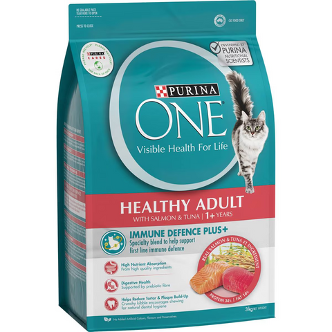 Purina One Healthy Adult With Salmon & Tuna 1+ Years Dry Cat Food 3kg