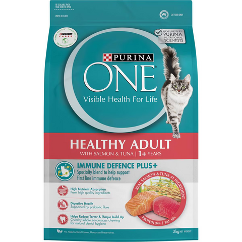 Purina One Healthy Adult With Salmon & Tuna 1+ Years Dry Cat Food 3kg