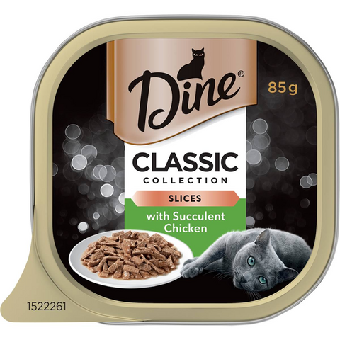 Dine Slices With Succulent Chicken Wet Cat Food Tray 85g