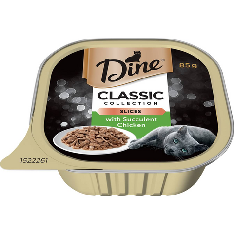 Dine Slices With Succulent Chicken Wet Cat Food Tray 85g