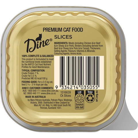 Dine Slices With Succulent Chicken Wet Cat Food Tray 85g