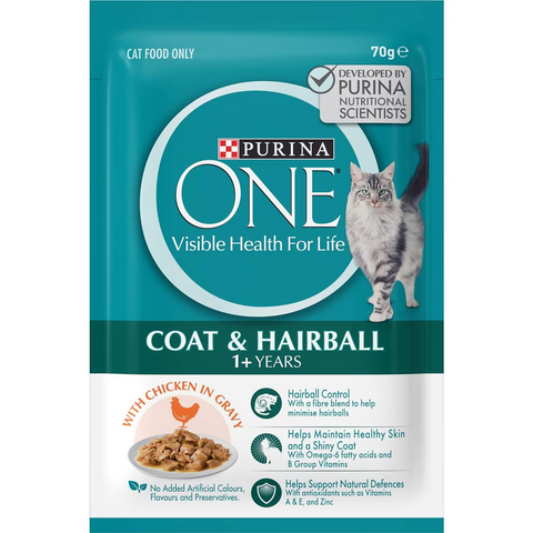 Purina One Adult Hairball With Chicken In Gravy Wet Cat Food 70g